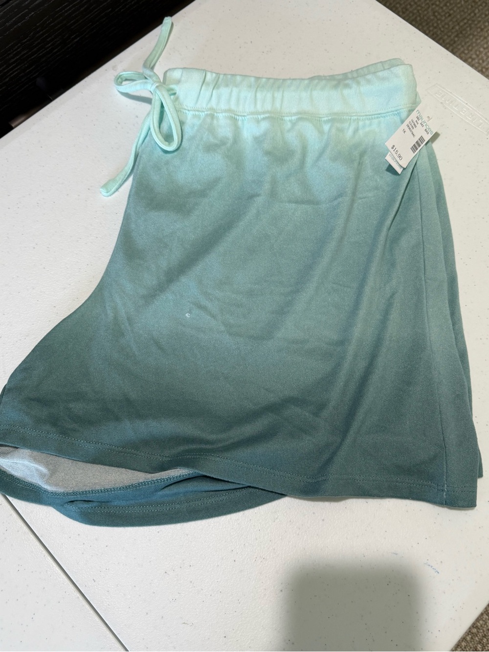 Maurices Ombre Mint-to-Teal Tie-Waist Sleep Short. NWT
